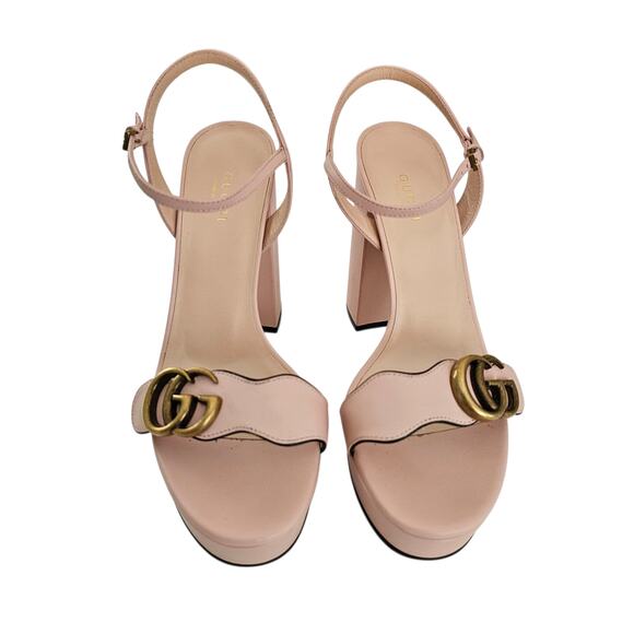 Gucci GG Marmont Platform Sandal Size 37 US 7 Light Baby Pink Block Heel - Picture 3 of 12